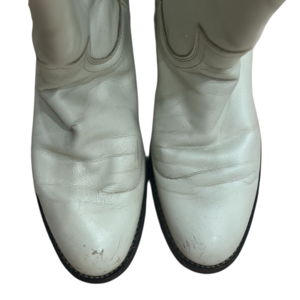 Justin Boots cream Roper Pull On Cowboy Boots Size 6 L3713 vintage 90’s - Picture 6 of 9